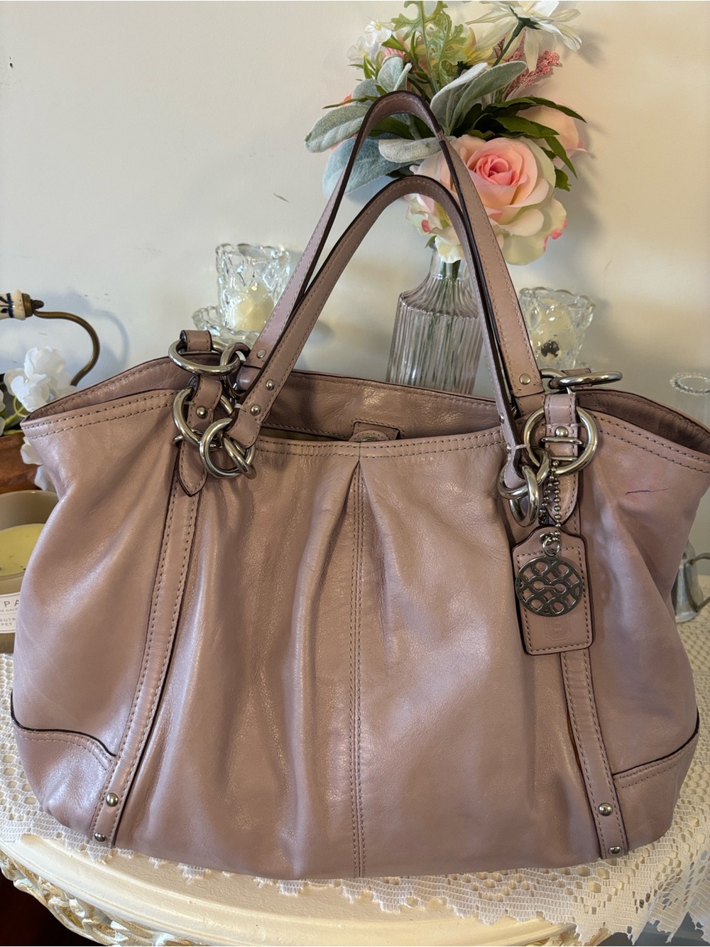 Coach Vintage 2010- 16244 Alexandra pearlized Lilac Women’s Leather Tote Bag